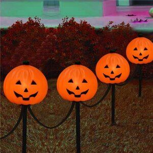 Halloween Pumpkin Pathway Stake Lights, 7 Ft Halloween Pathway String Lights